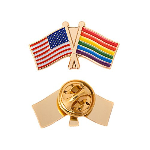 Gay Double Flag Lapel Pin Enamel with United States USA US Made of Metal Souvenir Hat Men Women Patriotic LGBT (Double Flag Pin) Gay Double Flag Lapel Pin Enamel with United States USA US Made of Metal Souvenir Hat Men Women Patriotic LGBT (Double Flag Pin)