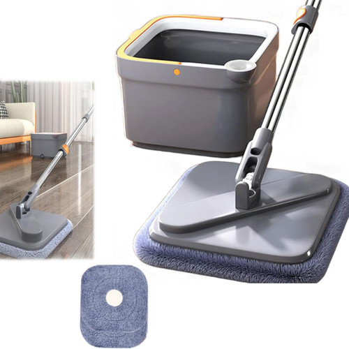 Square Spin Mop M16, Spin Mop M16, Self Wash Spin Mop M16, Spin Mop and Bucket with Wringer Set, Square Spin Mop for Floor Cleaning, Spin Mop Separate Clean and Dirty Water (1Set)