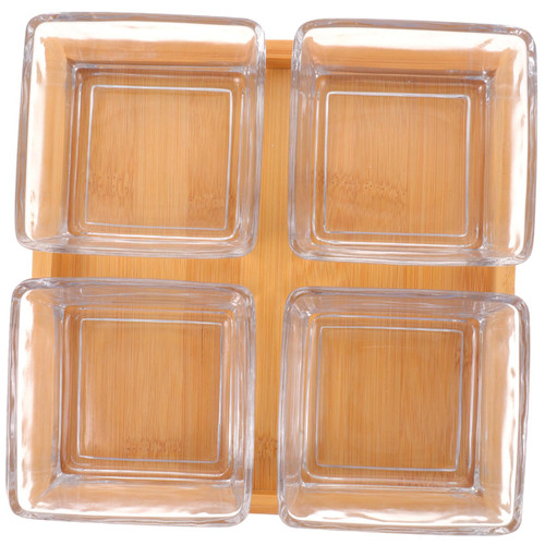 BRIGHTFUFU 1 Set Compartment Snack Plate Glass Serving Bowls Fruit Dish Dry Fruit Holder Snack Bowls Container Snack Container Decorative Food Container Food Bowl Prep Bowls Bamboo With Tray