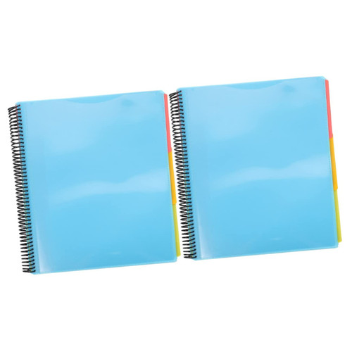 Gogogmee 2pcs Coil Notebook Folder Pocket Presentation Folder Plastic blinder File Folder Coded File Organization Document dividers Document Organizer Binder Test Paper Holder Spiral Office