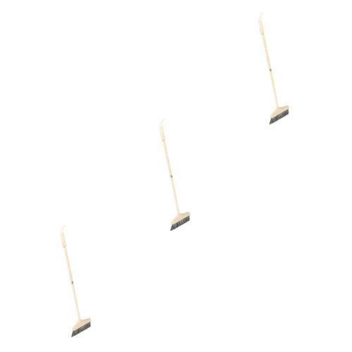 Healifty 3pcs Wooden Long Handle Broom Heavy Duty Broom Soft Broom Dust Broom Animal Hair Broom Floor Broom Soft Bristle Sweeper Broom Indoor Wood Sweep Broom Sofa Bristle Hair Lawn