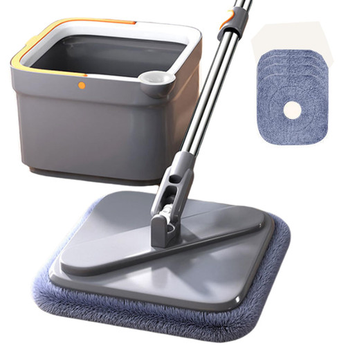 Spin Mop M16, Square Spin Mop M16, Self Wash Spin Mop M16, M16 Spin Mop, Mop Bucket with Wringer, Mop Bucket Set, Mop Spin Bucket, Spin Mop Set (4 Cloths)