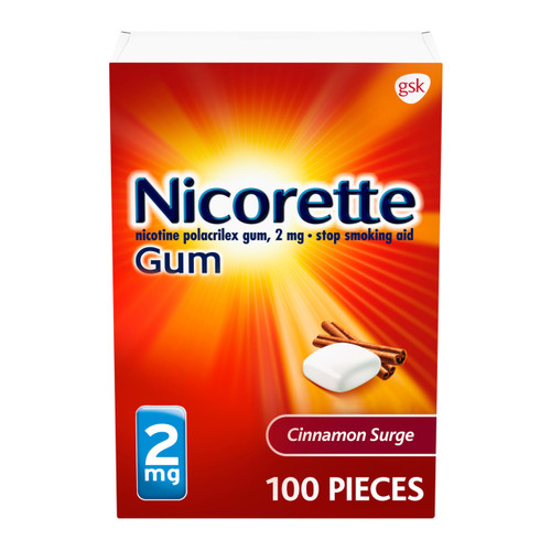 Nicorette 2 mg Nicotine Gum to Help Stop Smoking - Cinnamon Surge Flavored Stop Smoking Aid, 100 Count
