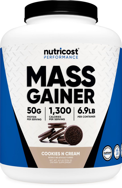 Nutricost Mass Gainer Cookies N Cream Flavor, 6.9 LBS, 50 Grams of Protein Per Serving - Non-GMO Nutricost Mass Gainer Cookies N Cream Flavor, 6.9 LBS, 50 Grams of Protein Per Serving - Non-GMO