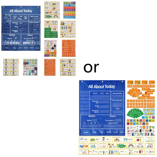All About Today Chart Set With 190 Cards Calendar Weather Pcoket Chart Set Interactive Teaching Aids For School Teacher Classroom Calendar Chart