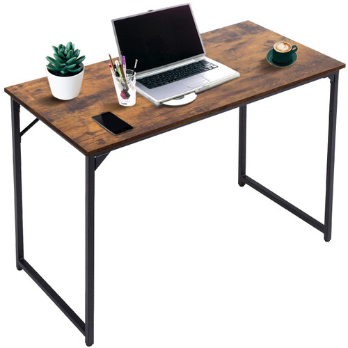 Computer Desk 47 Inch, Home Office Desk Writing Study Table Modern Simple Style PC Desk with Black Metal Frame,Vintage