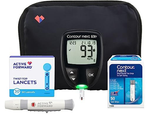 Active Forward Contour NEXT GEN Glucose Monitor Kit - Blood Sugar Test Kit with 50 Contour Next Blood Glucose Test Strips & 50 Lancets for Diabetes Testing