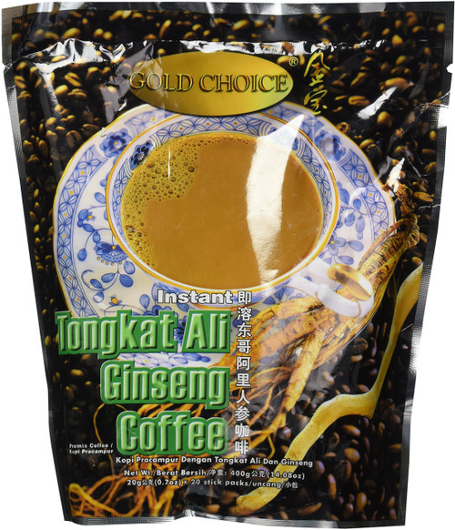 Gold Choice Instant Tongkat Ali Ginseng Coffee, 0.7 Ounce (3 Pack of 20)
