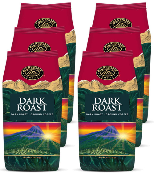 Gold Coffee Dark Roast: Ground Coffee, 10oz (Pack of 6) - Roasted to Perfection Instant Coffee, A Medium Roast Coffee Grounds, Rich in Flavor with a Sweet, Decadent Aroma & Smooth Characteristics Gold Coffee Dark Roast: Ground Coffee, 10oz (Pack of 6) - Roasted to Perfection Instant Coffee, A Medium Roast Coffee Grounds, Rich in Flavor with a Sweet, Decadent Aroma & Smooth Characteristics