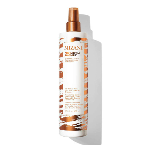 Mizani 25 Benefit Miracle Milk Leave in Conditioner | Heat Protectant and Detangler Spray| Formulated with Coconut Oil | For Frizzy & Curly Hair | 13.5 fl oz