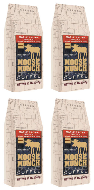 Moose Munch Gourmet Ground Coffee by Harry & David, 4/12 oz bags (Maple Brown Sugar)