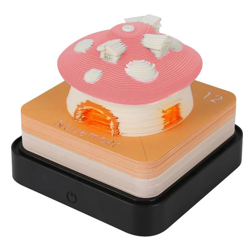 Calendario 2024 Desk Calendar 3D Memo Pad Mushroom House Paper Art Calendar DIY Notes Notepad Sculpture Decoration for School Home Office Planner