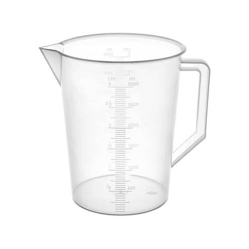 Hegebeck 3000ml Graduated Beaker Plastic Transparent Plastic Measuring Cup Liquid Cup Container for School Laboratory Kitchen 1 Pcs