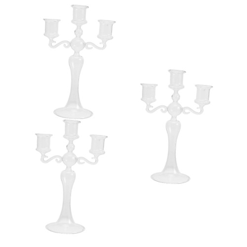Alipis 3pcs Glass Candle Holder Candelabra Candlesticks Unique Candle Holders Tall Candle Holder Tapered Candles Colorful Candlesticks Tapers Candles Fake Match Office Romantic Glass Tea