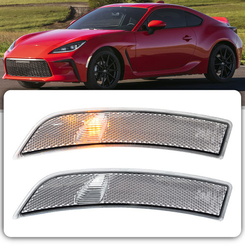JDM Style Clear Lens Side Marker Lights Assembly for Toyota GR86 / Subaru BRZ 2022- Amber Full LED Bumper Side Marker Light Kit Replace OEM Sidemarker Lamps