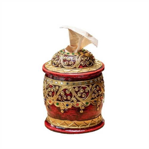 Tissue Box Holder Solid Wood Desktop Tissue Box, Creative Decorative Roll Paper Tube, Circular Living Room Household Paper Drawer Decorative Napkin Holder