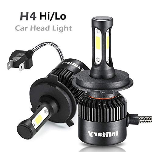 INFITARY H4 LED Headlight Bulbs Conversion Kits High/Low Beam Auto Headlamp Dual Beam Car Headlight 72W 6500K Cool White 8000LM Extremely Super Bright COB Chips 3 Years Warranty (Black, H4/9003/HB2)