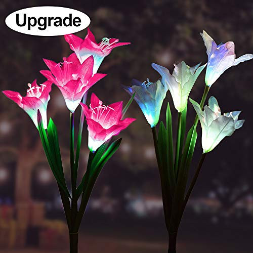 Goodtechnical Solar Garden Outdoor Lights, 2Packs Solar Flower Lights Outdoor Color Changing Decorative Landscape Lawn Yard Stake Patio Lily Lights Solar Powered (Pink & White) Goodtechnical Solar Garden Outdoor Lights, 2Packs Solar Flower Lights Outdoor Color Changing Decorative Landscape Lawn Yard Stake Patio Lily Lights Solar Powered (Pink & White)