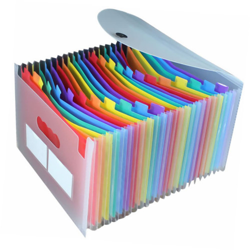 Tofficu 2pcs 24 Organ Folder A4 File Organizer A4 Letter Size File Organizer Rainbow File Holder Desktop File Sorter Accordian Folder Portable Document Folder Storage Plastic Magazine Rack