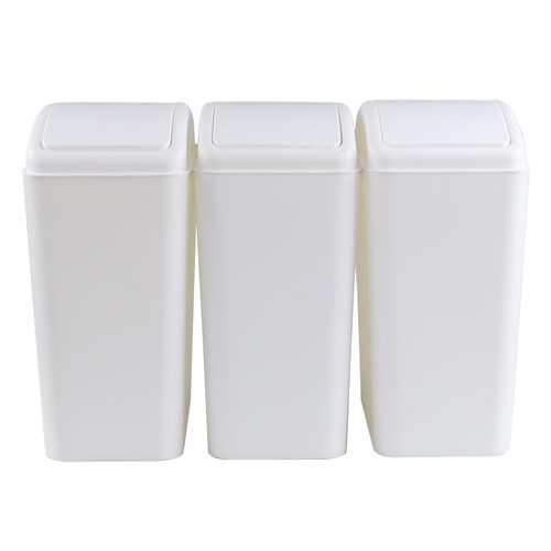 Yesdate 3-Pack 4.5 Gallon Plastic Trash Can with Swing Lid, Swing-Top Waste Can, White