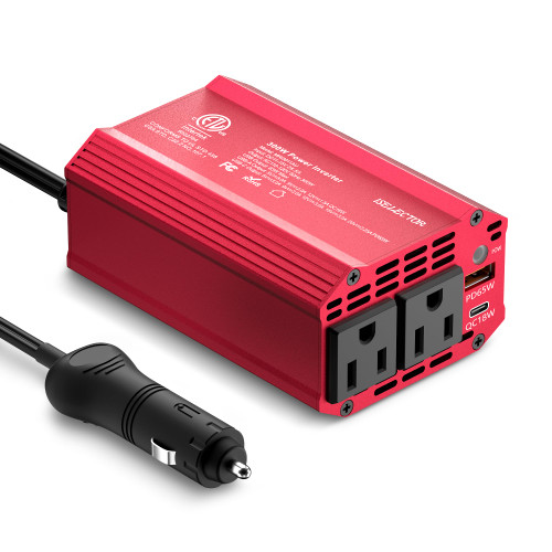 ISELECTOR 300W Car Power Inverter, USB-C PD65W QC 18W Converter Car Charger, DC 12V to 110V for Vehicles, Power Adapter for Car Charging