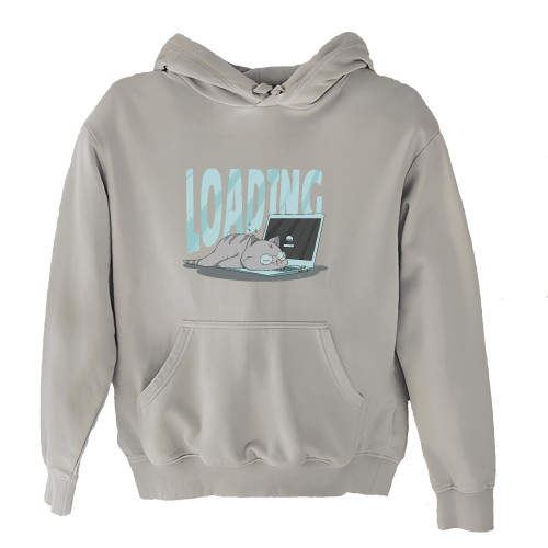 Cute Cat Gift for Pet Lovers Loading Pets Design on Laptop Keyboard White and Muticolor Unisex Hoodie