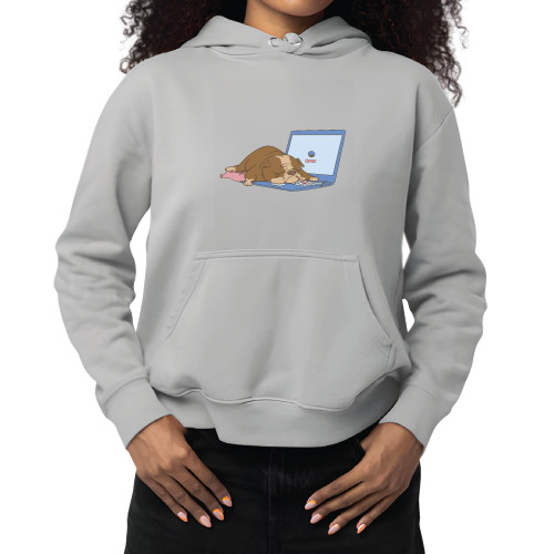 Funny Bulldog Gift for Laptop Users for Animal Lovers Gray and Muticolor Unisex Hoodie Funny Bulldog Gift for Laptop Users for Animal Lovers Gray and Muticolor Unisex Hoodie