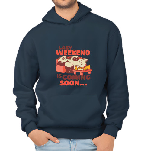 Gift for Animal Lovers Lazy Weekend Panda Sloth Sloth and Panda Sitting on Couch Eating Food Navy and Muticolor Unisex Hoodie Gift for Animal Lovers Lazy Weekend Panda Sloth Sloth and Panda Sitting on Couch Eating Food Navy and Muticolor Unisex Hoodie