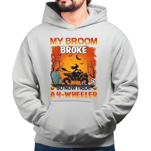 Halloween Gift for 4 Witches Fun Broom Riding Gray and Muticolor Unisex Hoodie Halloween Gift for 4 Witches Fun Broom Riding Gray and Muticolor Unisex Hoodie