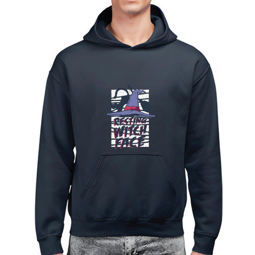Halloween Gift for Witch Lovers Resting Witch Face with Hat and Broom Black and Muticolor Unisex Hoodie Halloween Gift for Witch Lovers Resting Witch Face with Hat and Broom Black and Muticolor Unisex Hoodie