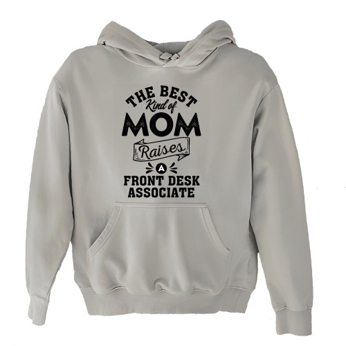 Mothers Day Gift for Front Desk Associate Mom Raising a Front Desk Associate White and Muticolor Unisex Hoodie