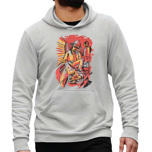 Private Investigator Gift Gift for Private Investigator Fans Rotary Dial Phone Design Gray and Muticolor Unisex Hoodie