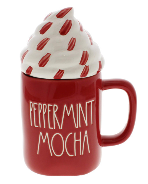 Rae Dunn by Magenta PEPPERMINT MOCHA with Topper Red LL Coffee Mug