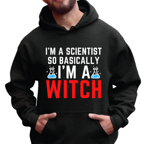 Scientist Witch Funny Humor for Chemists Black and Muticolor Unisex Hoodie