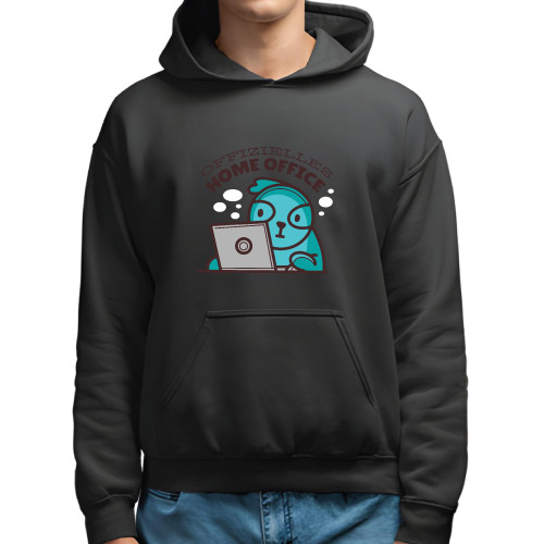 Sloth Working On Laptop Home Office Gift German Quote for Office Workers and Animal Lovers Black and Muticolor Unisex Hoodie