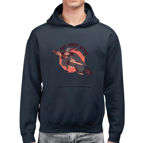 Witch Halloween Gift Idea for Kids and Adults Flying Broom Design Black and Muticolor Unisex Hoodie