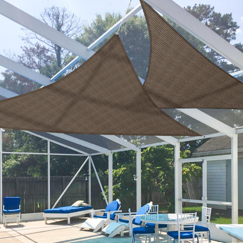 E&K Sunrise 3' x 6' x 7' Sun Shade Sail Right Triangle Canopy Shade Cover UV Block for Pergola Patio Backyard Garden Outdoor (Brown)