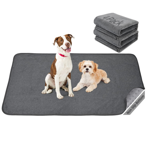 Reusable Pee Pads for Dogs, 24x48 4 Pack Washable Puppy Pads, Absorb Dog Mats Non-Slip Puppy Training Pads for Whelping, Potty, Training, Playpen, Crate