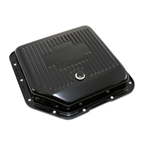 Assault Racing Products A9122P GM Chevy Turbo 350 Black Steel Transmission Pan Stock Capacity TH350