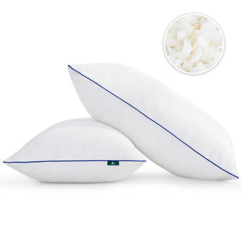 CHUN YI Shredded Memory Foam Pillows Standard Size Set of 2, Adjustable Bed Pillows for Sleeping, 2 Pack Bamboo Pillows for Side and Back Sleepers, Firm Pillows with Removable Cover, 20x26 in