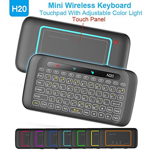 WESOPRO 2.4GHz Mini Wireless Remote Keyboard Mouse IR Leaning H20 with LED Backlit Multi-Touch Touchpad by WESOPRO, USB Rechargeable for Android TV Box Windows PC, HTPC, IPTV, PC, Raspberry pi 3
