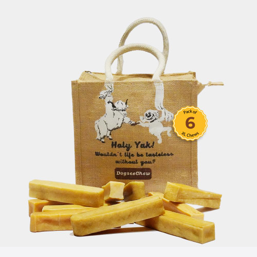 Dogsee Himalayan Yak Cheese Dental Chews for Dogs 2lb (XL - 6 Chews) | 100% Natural | No Grain, No Gluten | Odorless Dog Treats