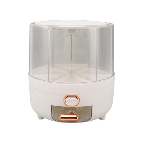 HERCHR Grain Dispenser, Rotating Dry Food Dispenser 6 Compartments Rice and Grain Storage Container with Measuring Cup for Rice Beans(Medium)