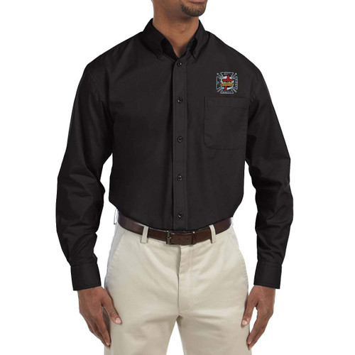 Knights Templar Embroidered Masonic Men's Poplin Button Down Dress Shirt - [Black][XX-Large]