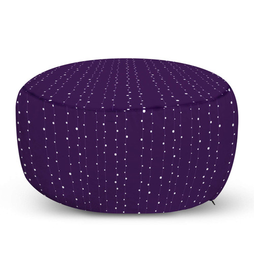 Lunarable Violet Pouf Cover with Zipper, Lines with Polka Dots Abstract Modern Illustration Geometric Composition Elements, Soft Decorative Fabric Unstuffed Case, 30" W X 17.3" L, Purple White