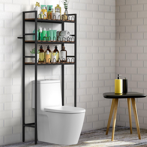 NOVIMANGO Over Toilet Storage, 3-Tier Over The Toilet Storage Cabinet, Over Toilet Bathroom Organizer, Above Toilet Storage Brown, Bathroom Shelf Over Toilet Freestanding Space Saver for Laundry