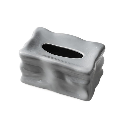 Tissue Box Holder Creative Ceramic Tissue Box, Living Room Household Paper Drawer, Restaurant Napkin Drawer Decorative Napkin Holder (Color : Gris)
