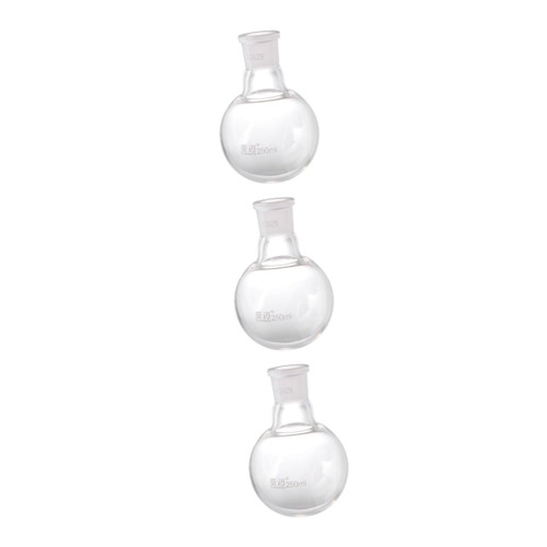 SOLUSTRE 3 Pcs Science Equipment Flask for Laboratory Round Glass Chemistry Equipment Glass Flask 250ml Boiling Flask Single Neck Flask Round Bottom Flask Reaction Flask Flat Return Valve