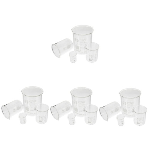 ULTECHNOVO 16 Pcs Glass Beaker Chemistry Beaker Epoxy Cup Beaker Measuring Cups Chemistry Shot Glasses 10ml Beaker 250ml Beaker Lab Equipment Low Form Lab Beakers Laboratory Glassware Conical