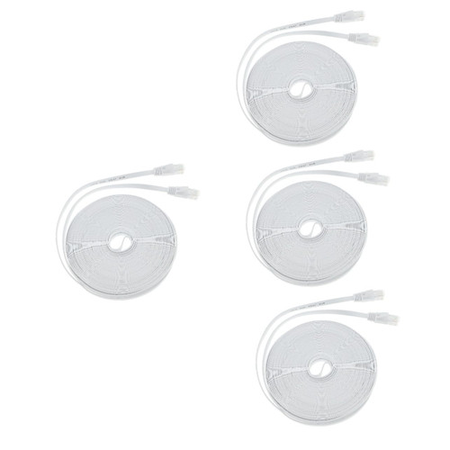 UKCOCO 4pcs 6 Category 6 Network Cable Tv Cable Eather Ethernet Cable Ethernet Cables Patch Cables Cable Cord for Tv Gigabit Ethernet Cable Networking Cord White Copper Flat Wiring